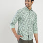 Pista Green Printed Slim Fit Casual Shirt | Greenfibre
