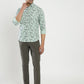Pista Green Printed Slim Fit Casual Shirt | Greenfibre