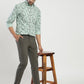 Pista Green Printed Slim Fit Casual Shirt | Greenfibre