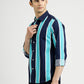 Blue Striped Slim Fit Casual Shirt | Greenfibre