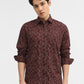 Wine Printed Tailored Fit Semi Casual Shirt | Greenfibre