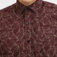 Wine Printed Tailored Fit Semi Casual Shirt | Greenfibre