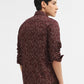 Wine Printed Tailored Fit Semi Casual Shirt | Greenfibre