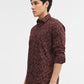 Wine Printed Tailored Fit Semi Casual Shirt | Greenfibre