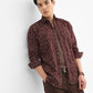 Wine Printed Tailored Fit Semi Casual Shirt | Greenfibre