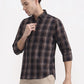 Black & Brown Checked Slim Fit Casual Shirt | Greenfibre