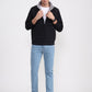 Black & Light Grey Solid Slim Fit Winter Jacket | Greenfibre