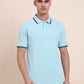 Aruba Blue Solid Slim Fit Polo T-Shirt | Greenfibre