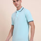 Aruba Blue Solid Slim Fit Polo T-Shirt | Greenfibre
