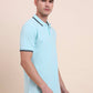 Aruba Blue Solid Slim Fit Polo T-Shirt | Greenfibre
