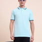 Aruba Blue Solid Slim Fit Polo T-Shirt | Greenfibre