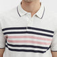 Ecru Grey & Blue Striped Slim Fit Polo T-Shirt | Greenfibre
