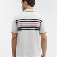 Ecru Grey & Blue Striped Slim Fit Polo T-Shirt | Greenfibre