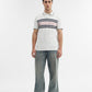 Ecru Grey & Blue Striped Slim Fit Polo T-Shirt | Greenfibre