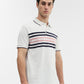 Ecru Grey & Blue Striped Slim Fit Polo T-Shirt | Greenfibre