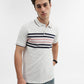 Ecru Grey & Blue Striped Slim Fit Polo T-Shirt | Greenfibre