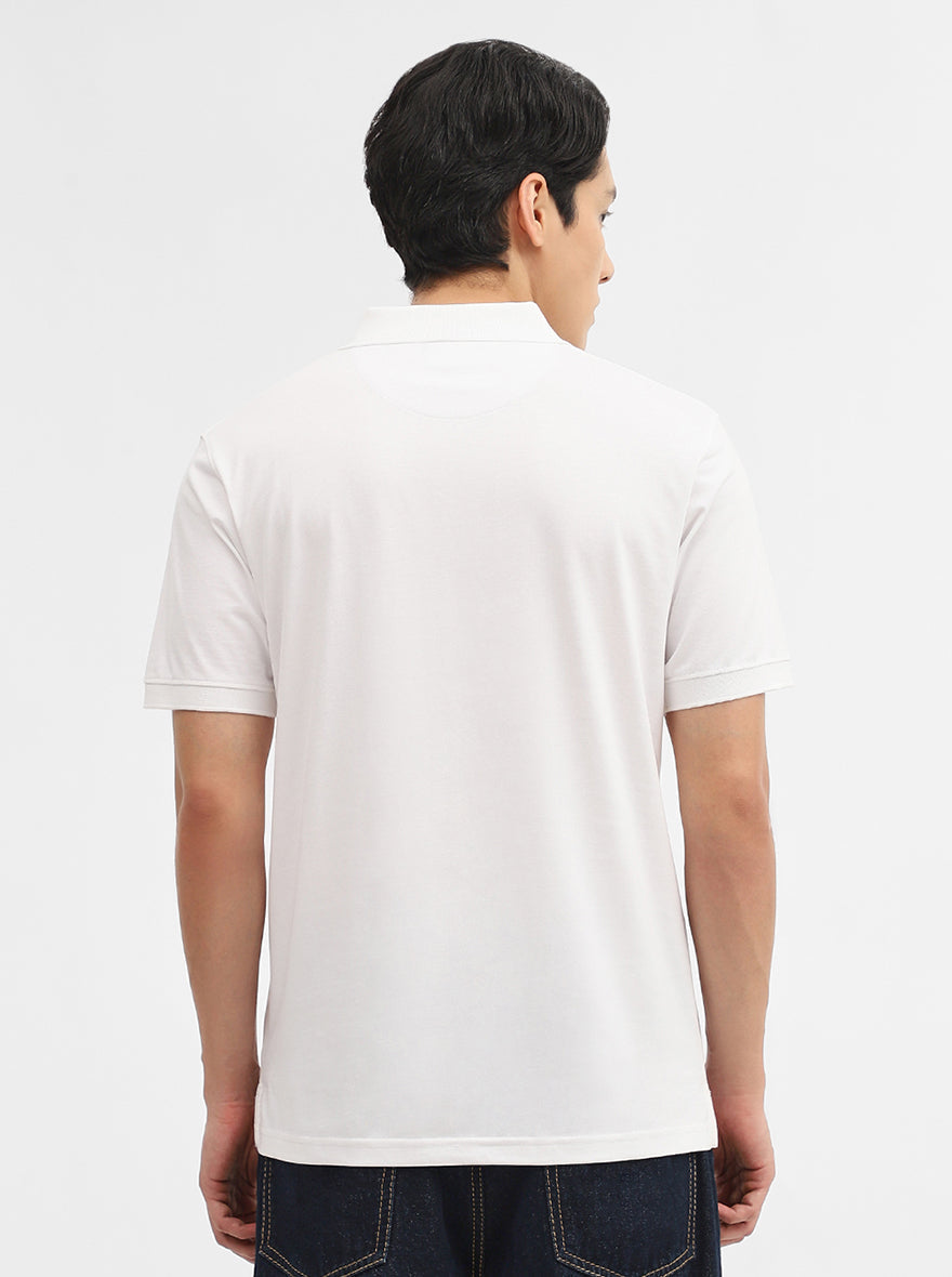 White Solid Slim Fit Polo T-Shirt | Greenfibre