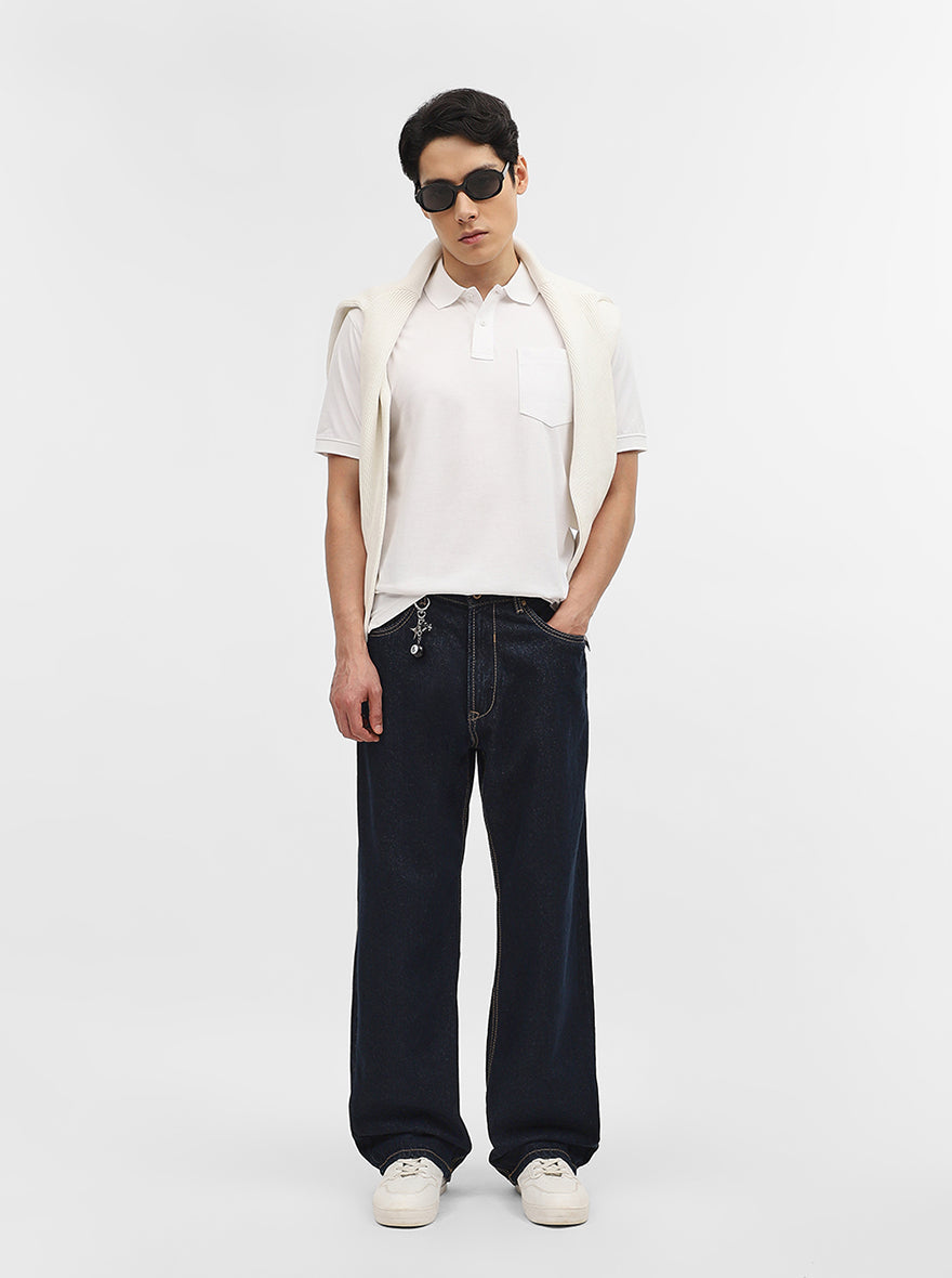 White Solid Slim Fit Polo T-Shirt | Greenfibre
