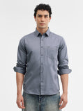Grey Solid Slim Fit Casual Shirt | Greenfibre