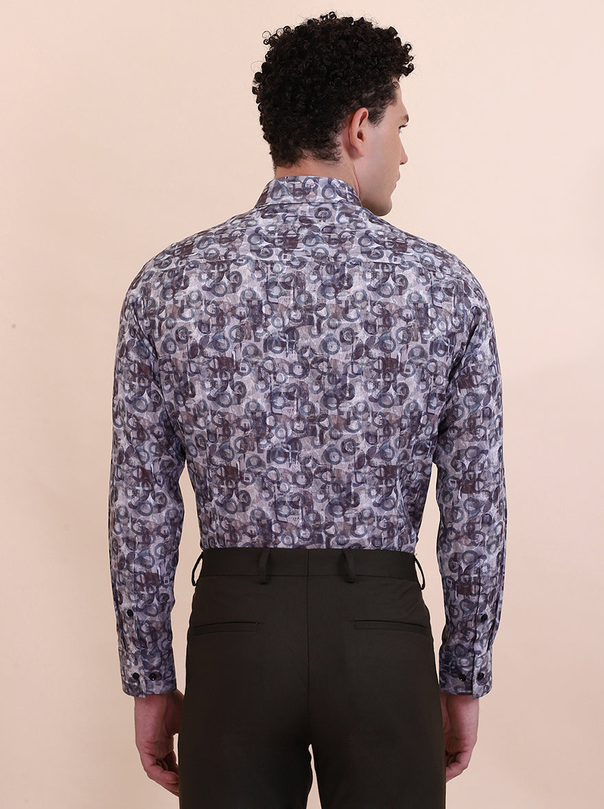 Fawn & Coffee Printed Slim Fit Party Wear Shirt | Greenfibre