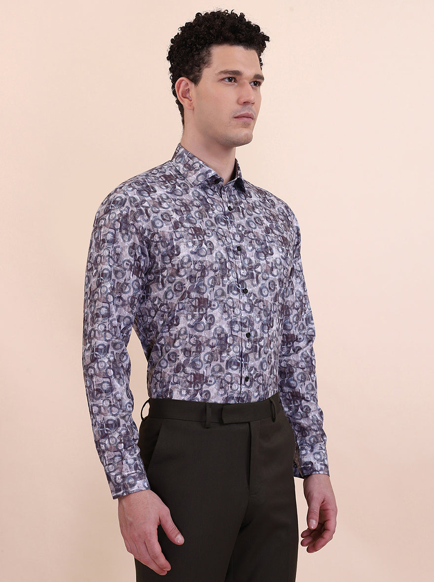 Fawn & Coffee Printed Slim Fit Party Wear Shirt | Greenfibre