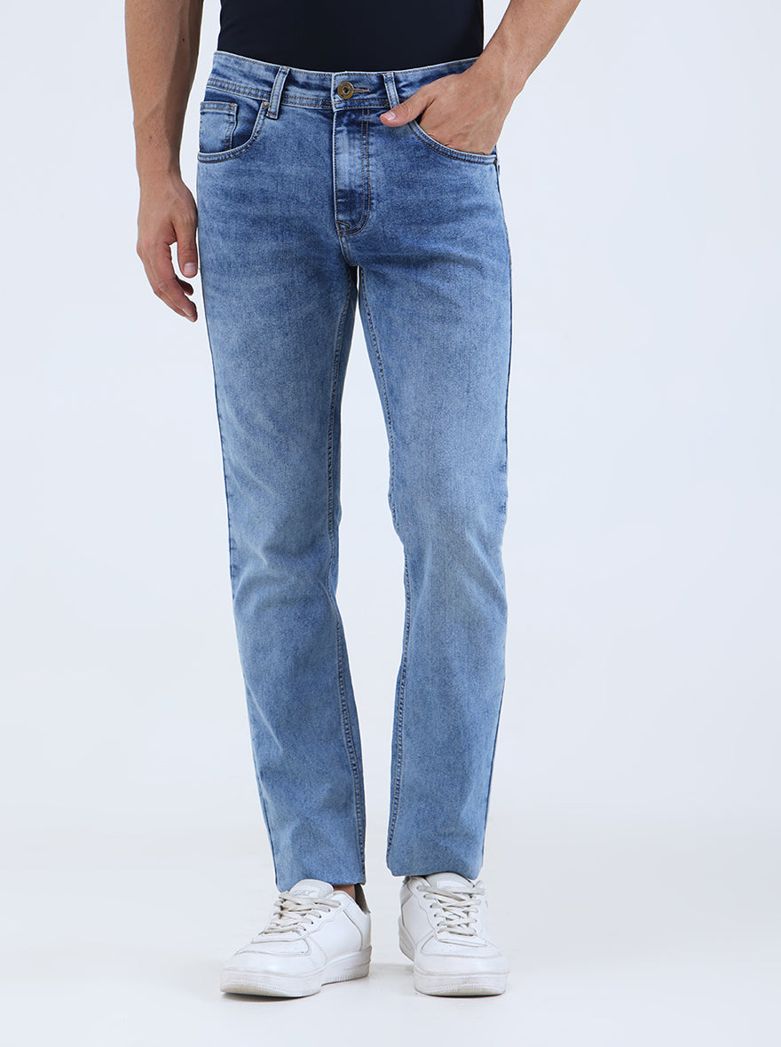 Light Blue Washed Narrow Fit Jeans | Greenfibre