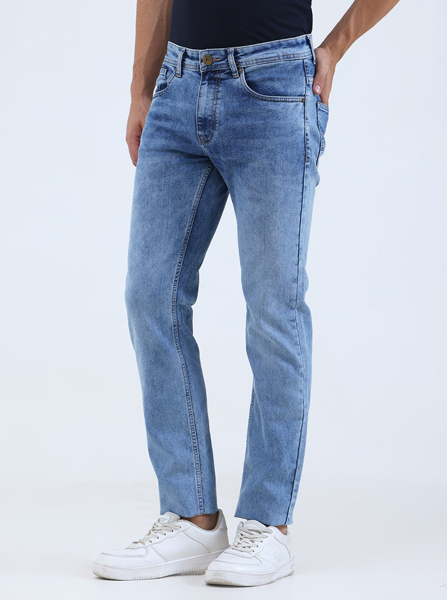 Light Blue Washed Narrow Fit Jeans | Greenfibre