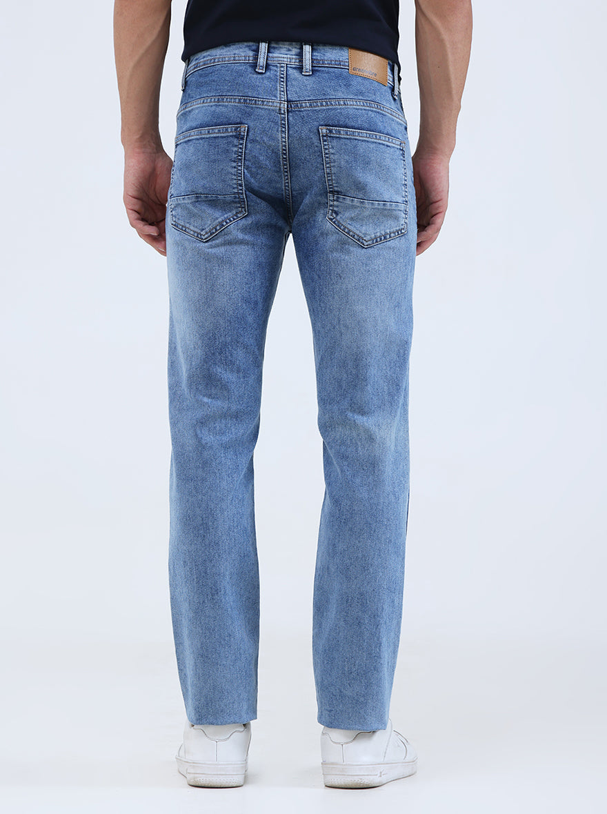 Light Blue Washed Narrow Fit Jeans | Greenfibre