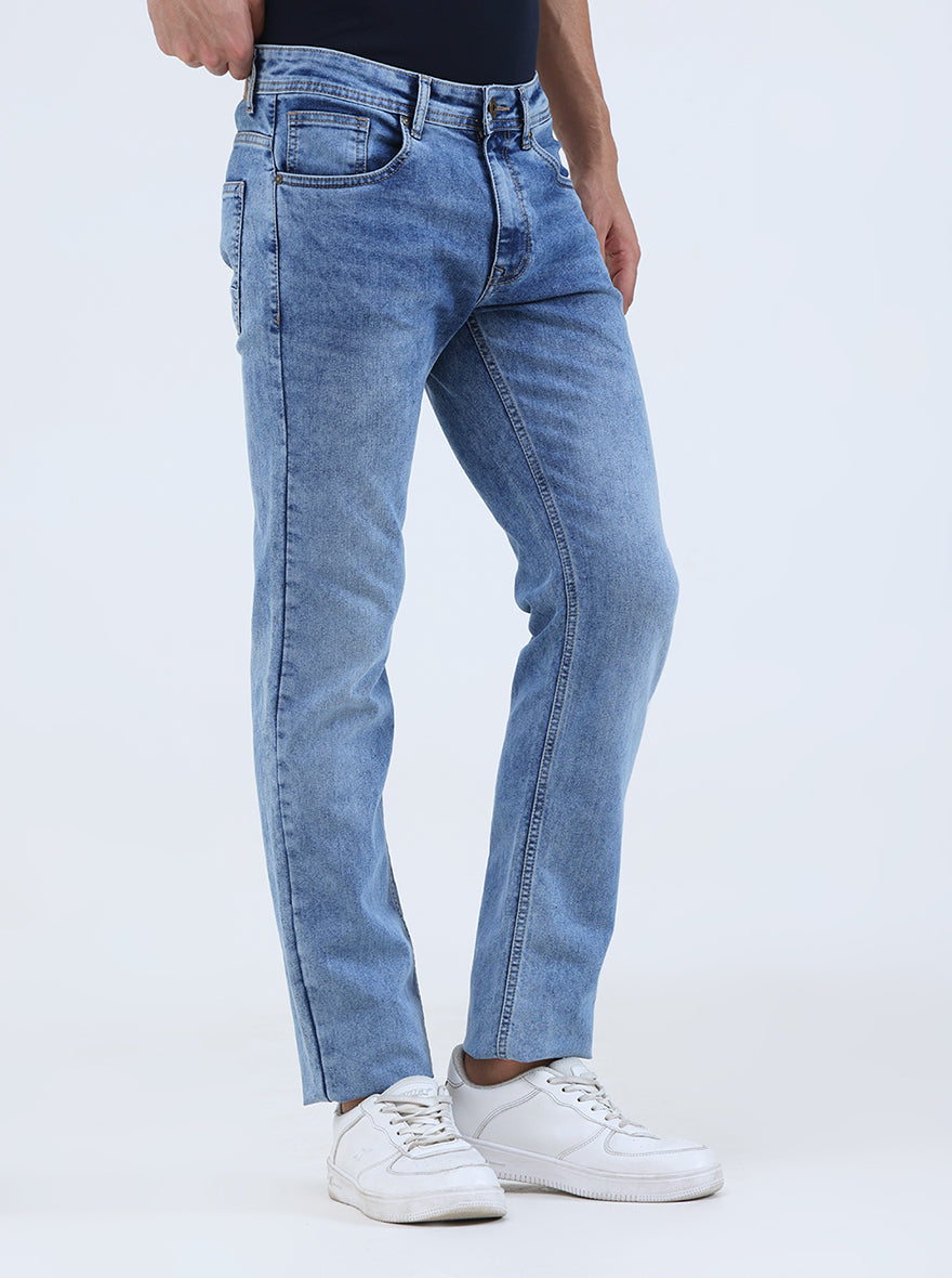 Light Blue Washed Narrow Fit Jeans | Greenfibre