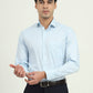 White & Light Blue Solid Slim Fit Formal Shirt | Greenfibre