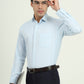 White & Light Blue Solid Slim Fit Formal Shirt | Greenfibre