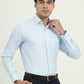 White & Light Blue Solid Slim Fit Formal Shirt | Greenfibre