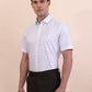 White & Grey Checked Regular Fit Formal Shirt | Greenfibre