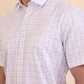 White & Grey Checked Regular Fit Formal Shirt | Greenfibre