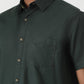 Olive Green Solid Slim Fit Casual Shirt | Greenfibre