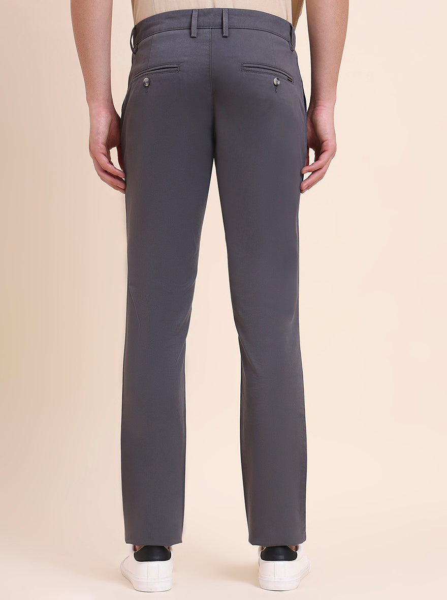 Dark Grey Solid Super Slim Fit Casual Trouser | Greenfibre