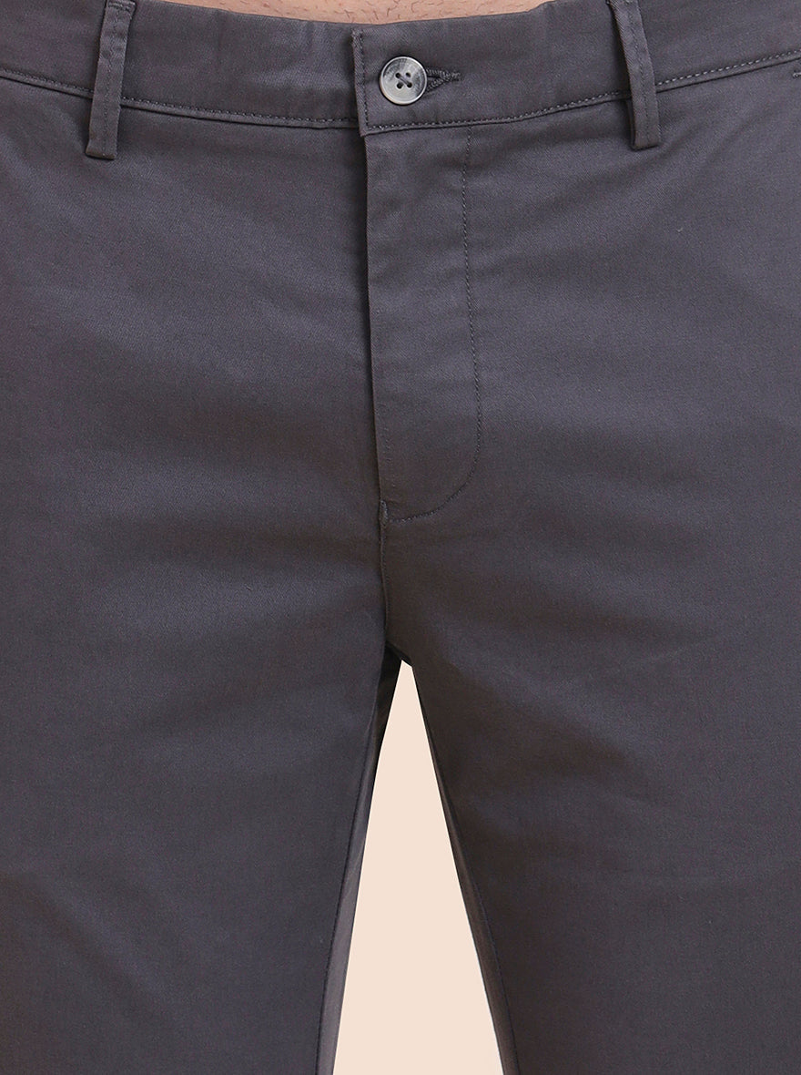 Dark Grey Solid Super Slim Fit Casual Trouser | Greenfibre
