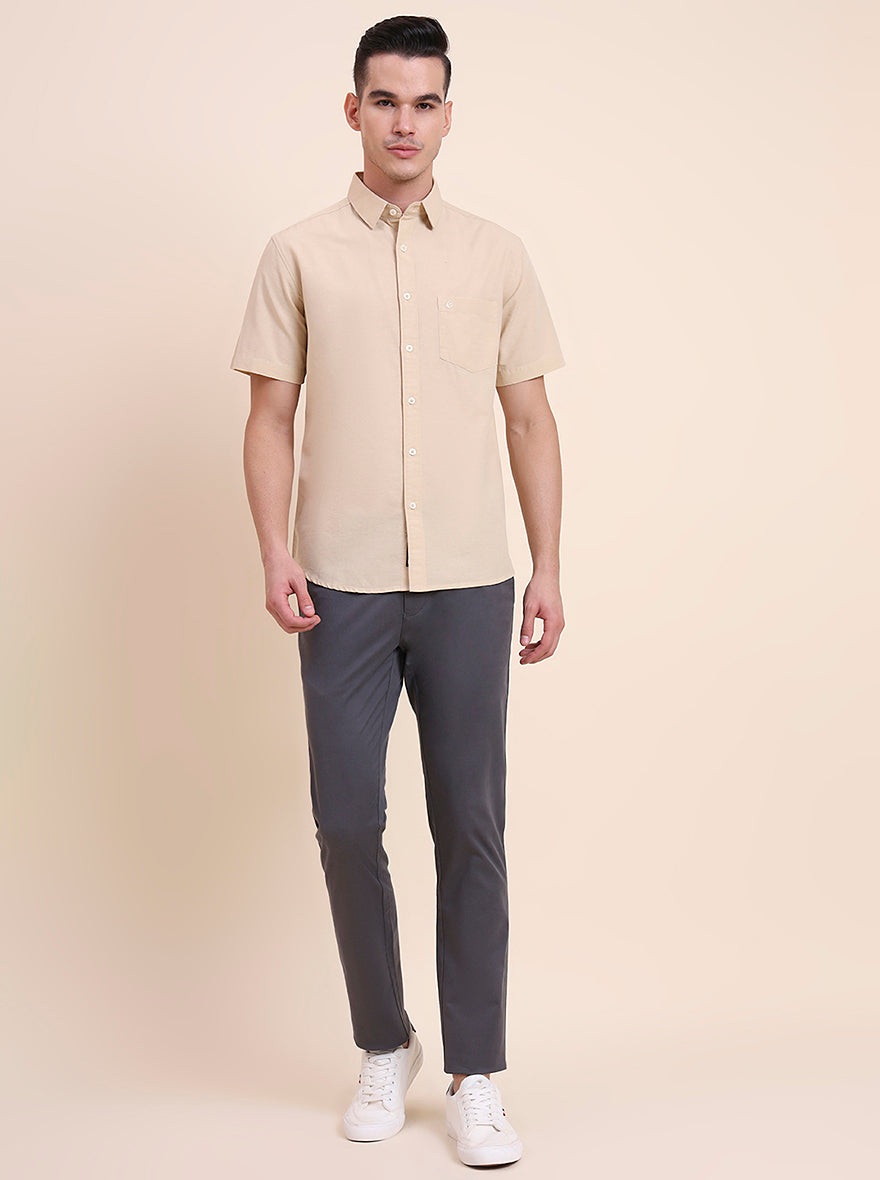 Dark Grey Solid Super Slim Fit Casual Trouser | Greenfibre