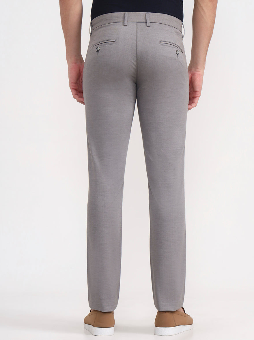 Grey Solid Super Slim Fit Casual Trouser | Greenfibre