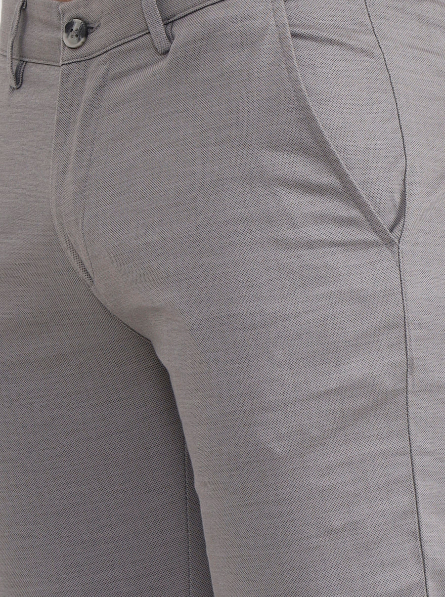 Grey Solid Super Slim Fit Casual Trouser | Greenfibre