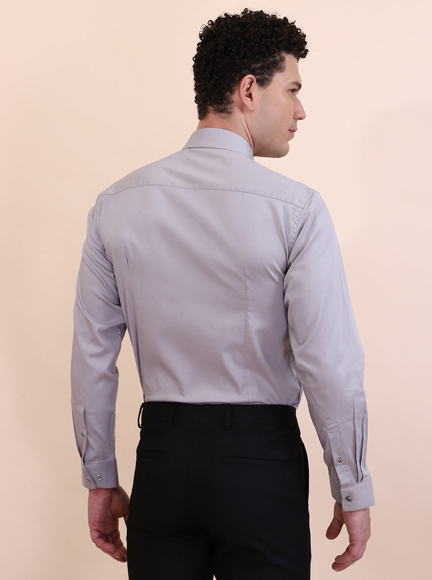 Light Grey Solid Slim Fit Party Wear Shirt | Greenfibre