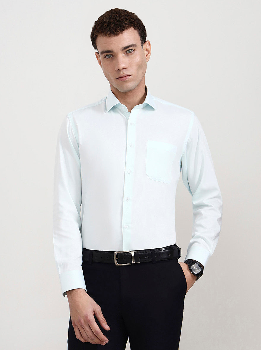 Sky Blue Solid Slim Fit Formal Shirt | Greenfibre