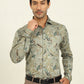 Pista Green Printed Slim Fit Party Wear Shirt | Wyre