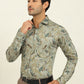 Pista Green Printed Slim Fit Party Wear Shirt | Wyre