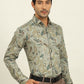 Pista Green Printed Slim Fit Party Wear Shirt | Wyre