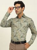 Pista Green Printed Slim Fit Party Wear Shirt | Wyre