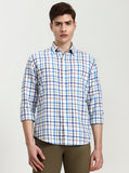 Blue Checked Slim Fit Casual Shirt | Greenfibre