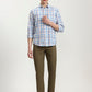 Blue Checked Slim Fit Casual Shirt | Greenfibre