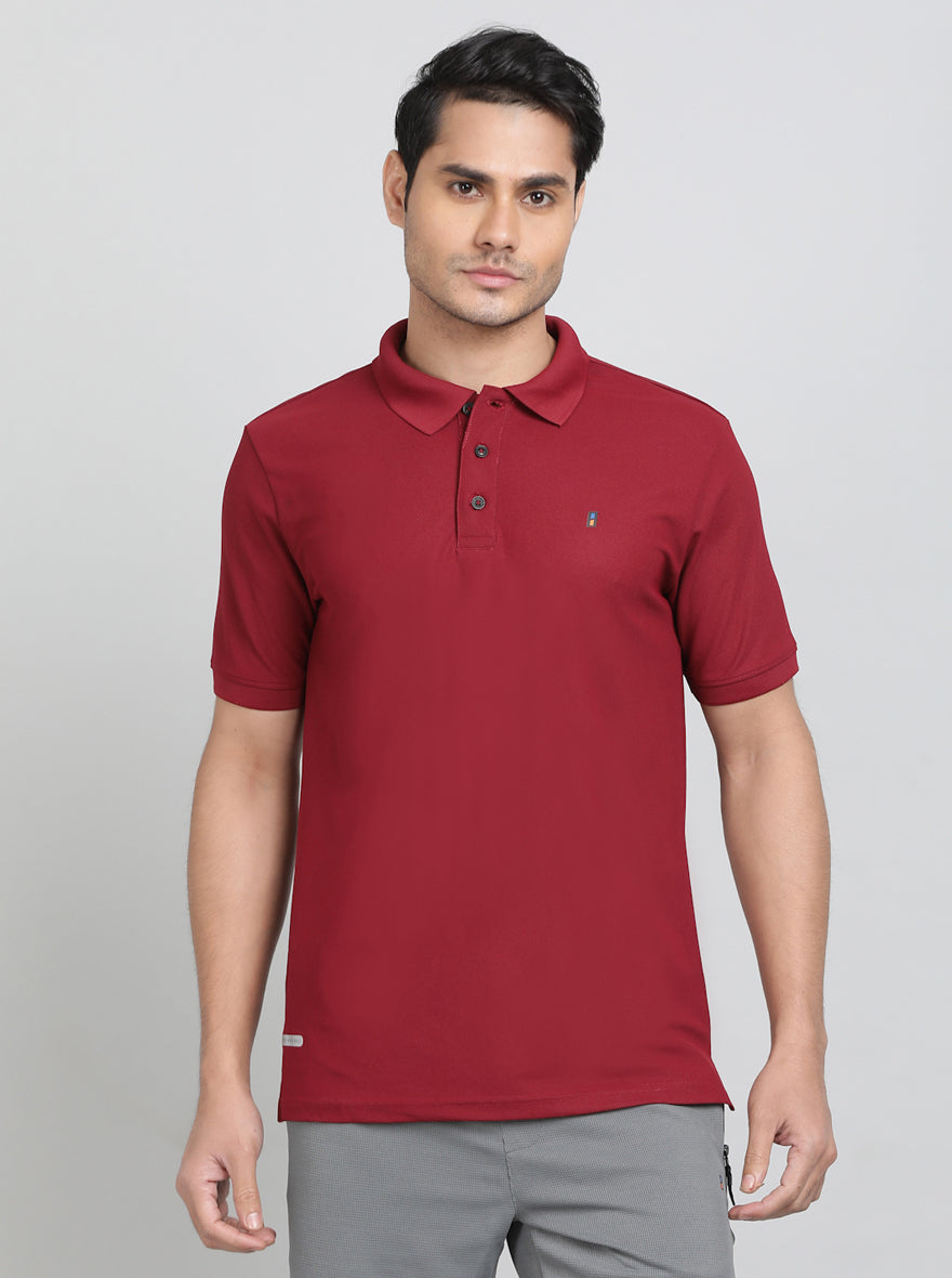 Maroon Solid REGULAR FIT Polo T-Shirt | Greenfibre