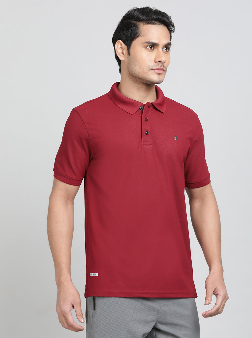 Maroon Solid REGULAR FIT Polo T-Shirt | Greenfibre